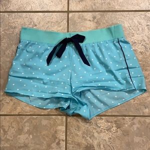 Light blue, white polka dot pajama shorts
